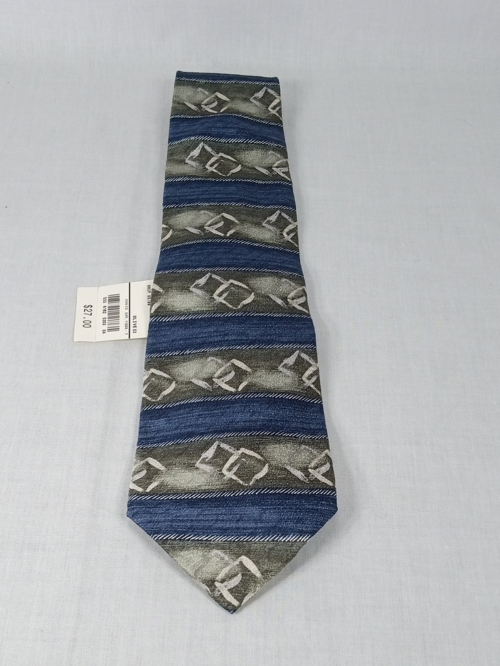 Jcpenney Blue and Gray Striped Geometric Men's Tie piere Cardin NWT
